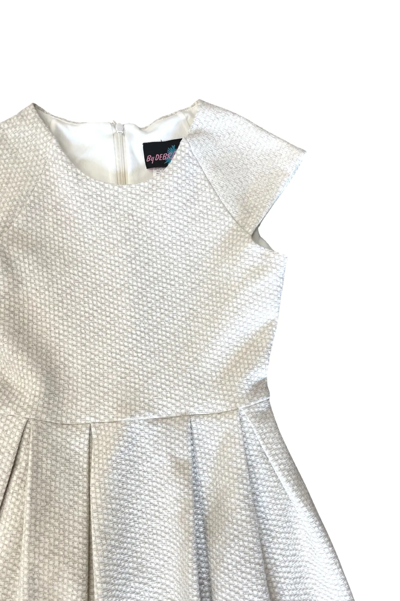 Ivory Silver Pleated Dress