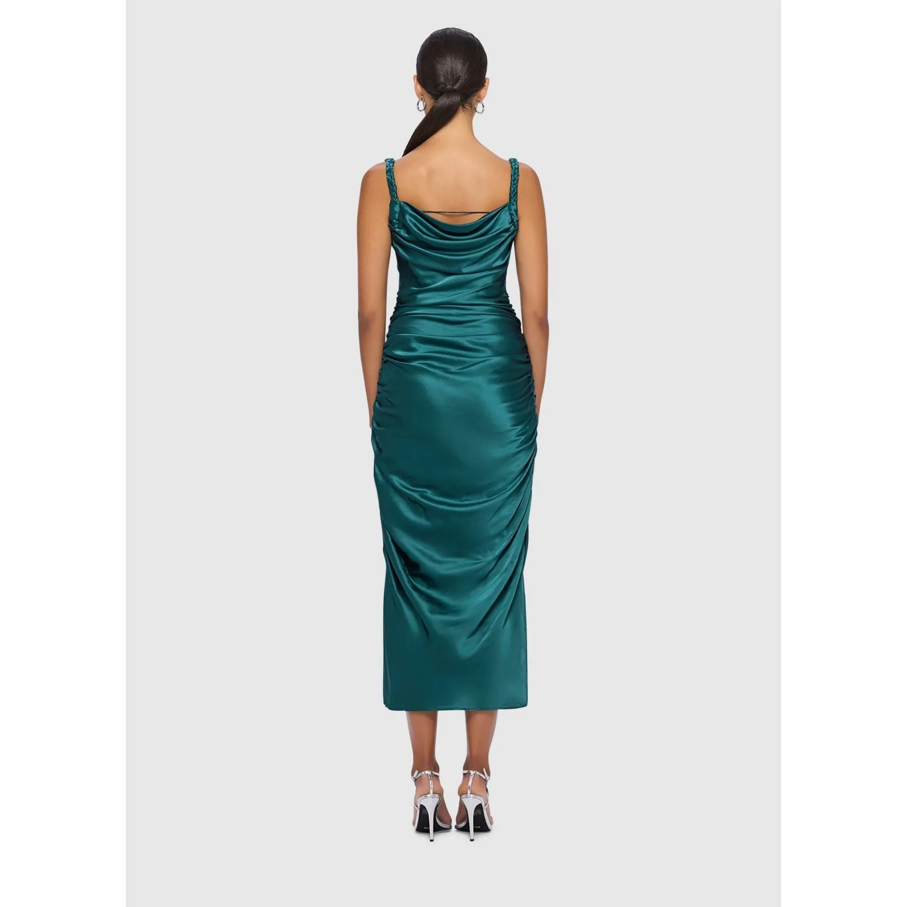 Leo Lin Rachel Cowl Neck Slip Dress - Teal