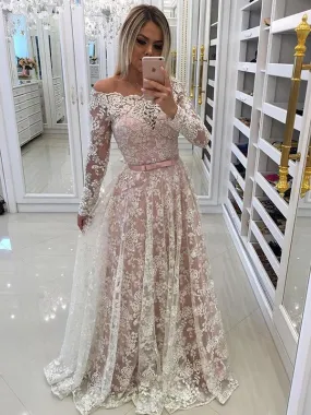 Long Sleeve Wedding Dress Vintage Elegant Lace Cheap Wedding Dress #ER160