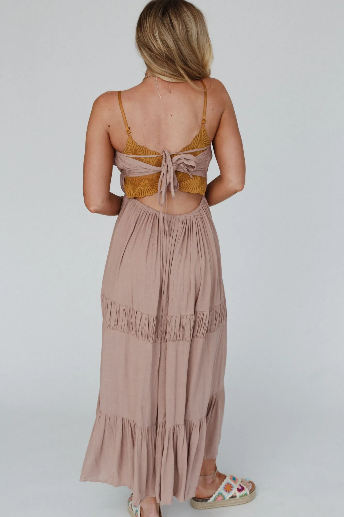 Malta Tie Back Maxi Dress - Taupe