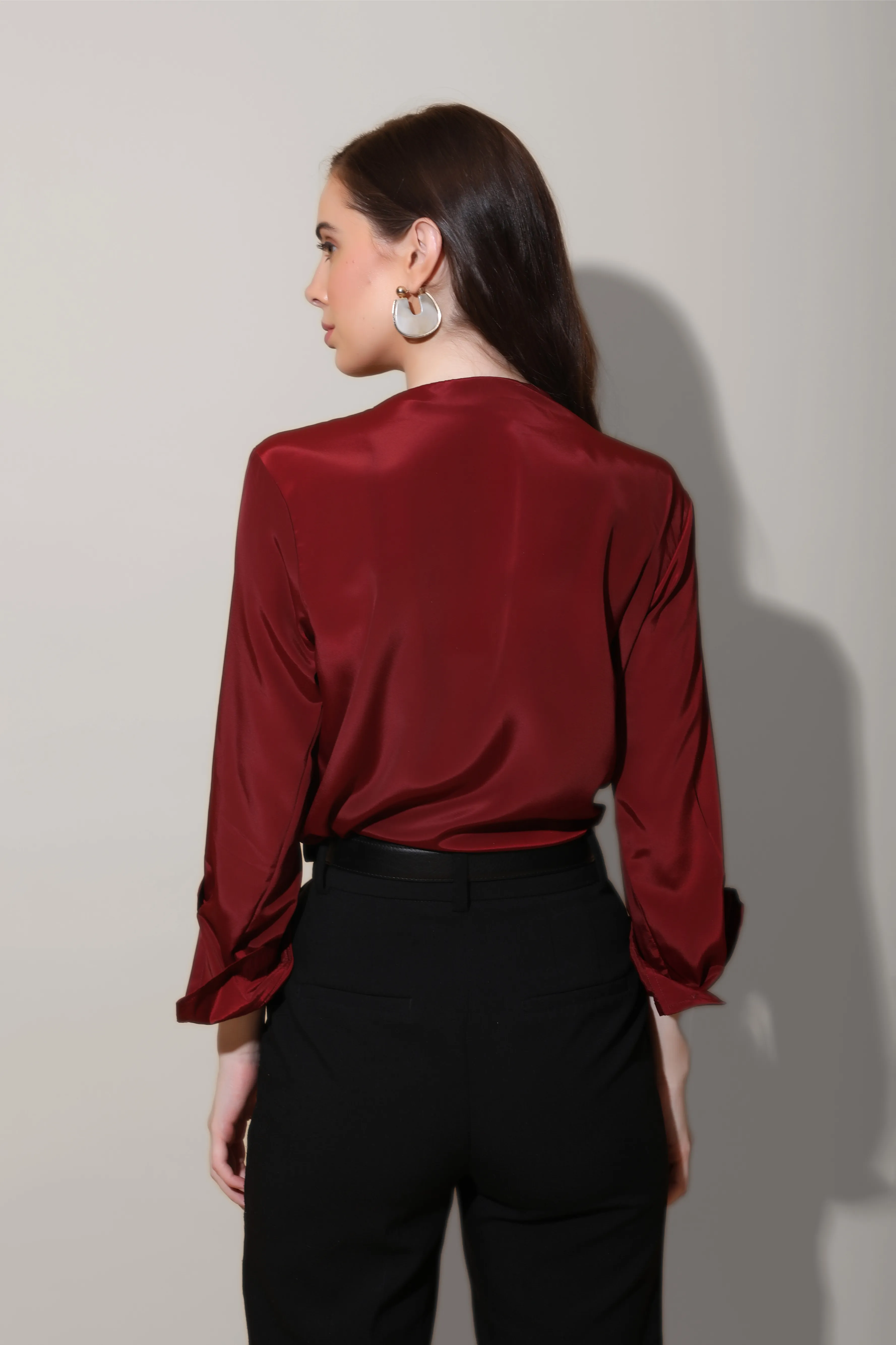 Maroon Neck Tie Shirt