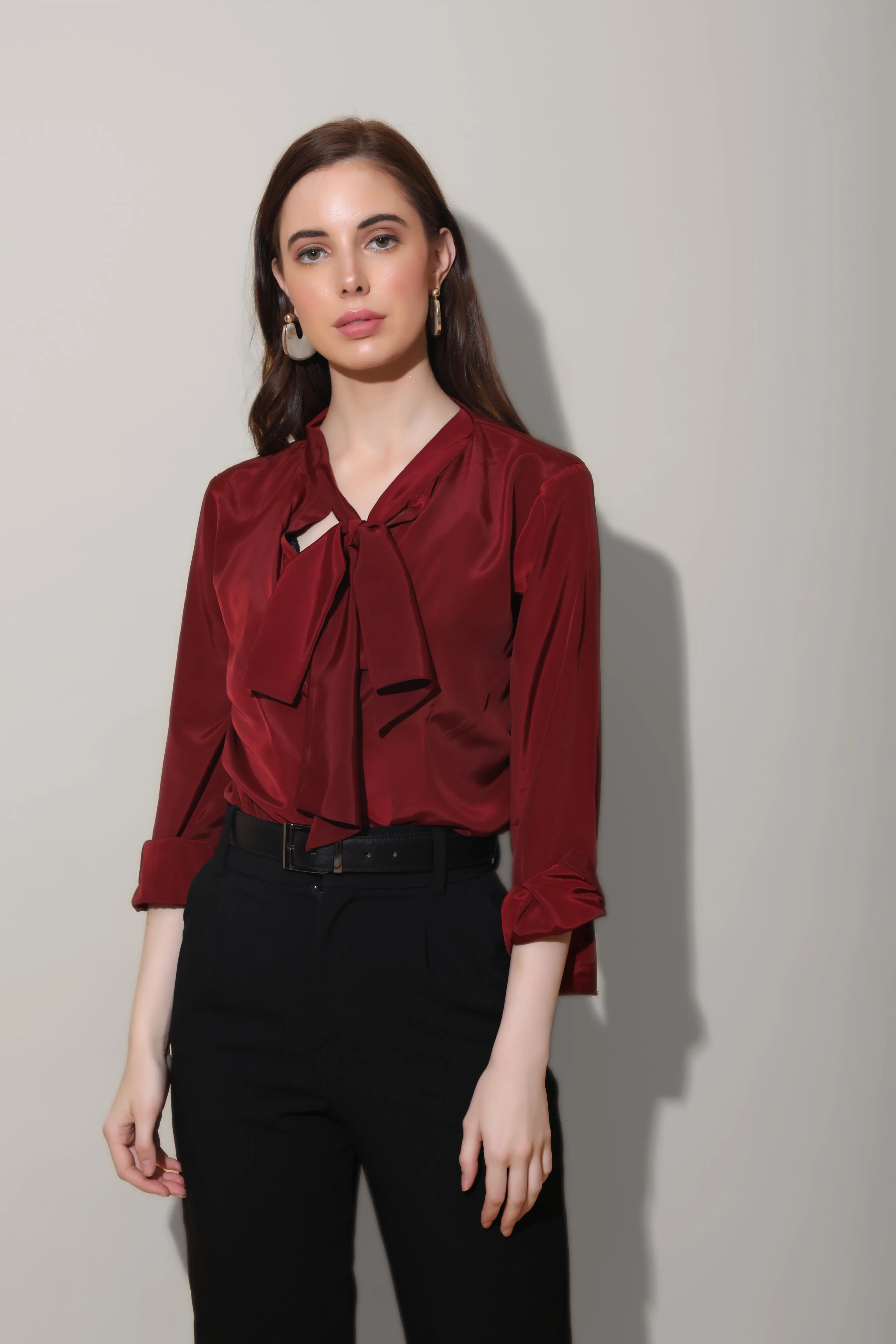 Maroon Neck Tie Shirt