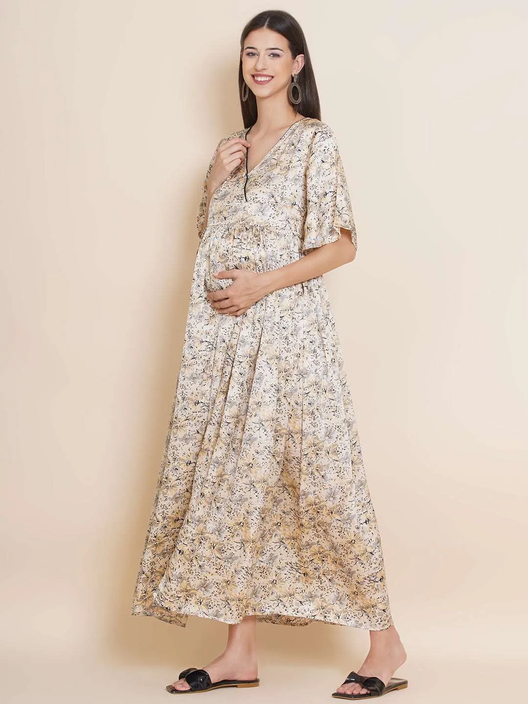 Maternity Satin Maxi Baby Shower Dress