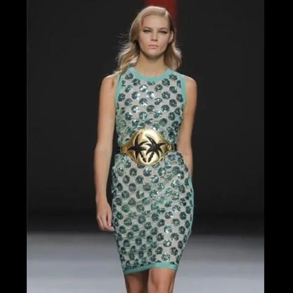 NewHossGreen Sequin w Sheath Dress