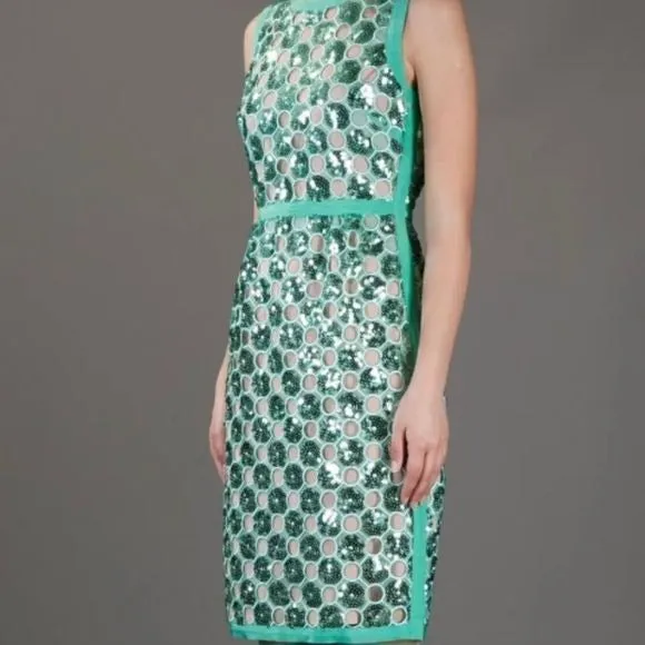 NewHossGreen Sequin w Sheath Dress