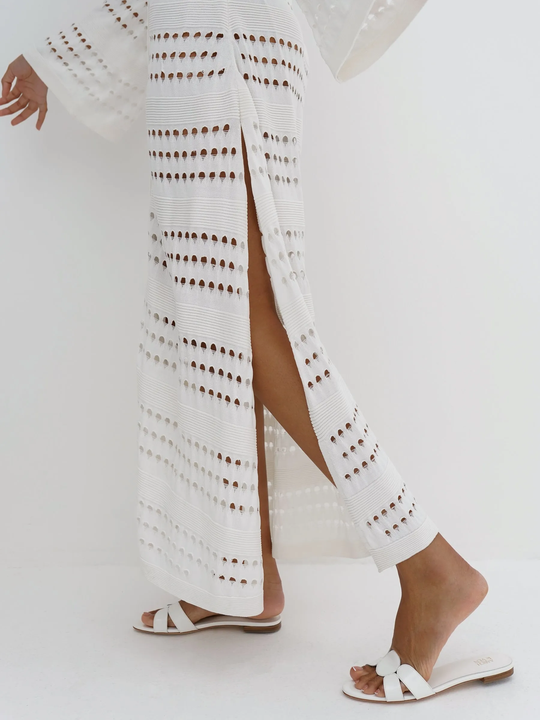 Nina Button Down Knitted Dress | White