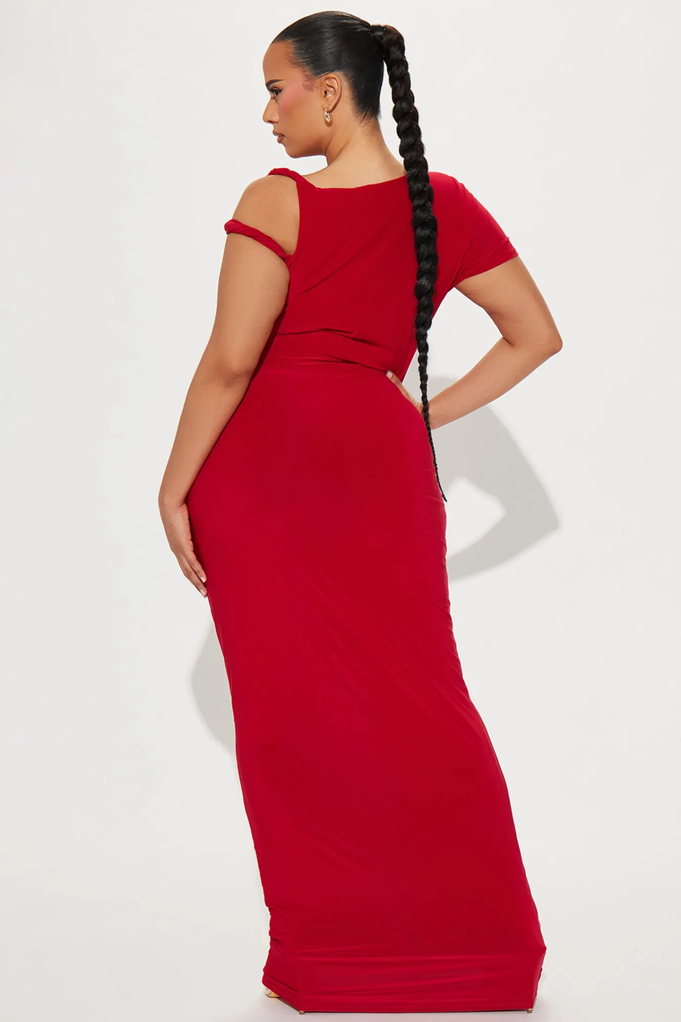 Olympia Twist one shoulder Maxi Dress - Red