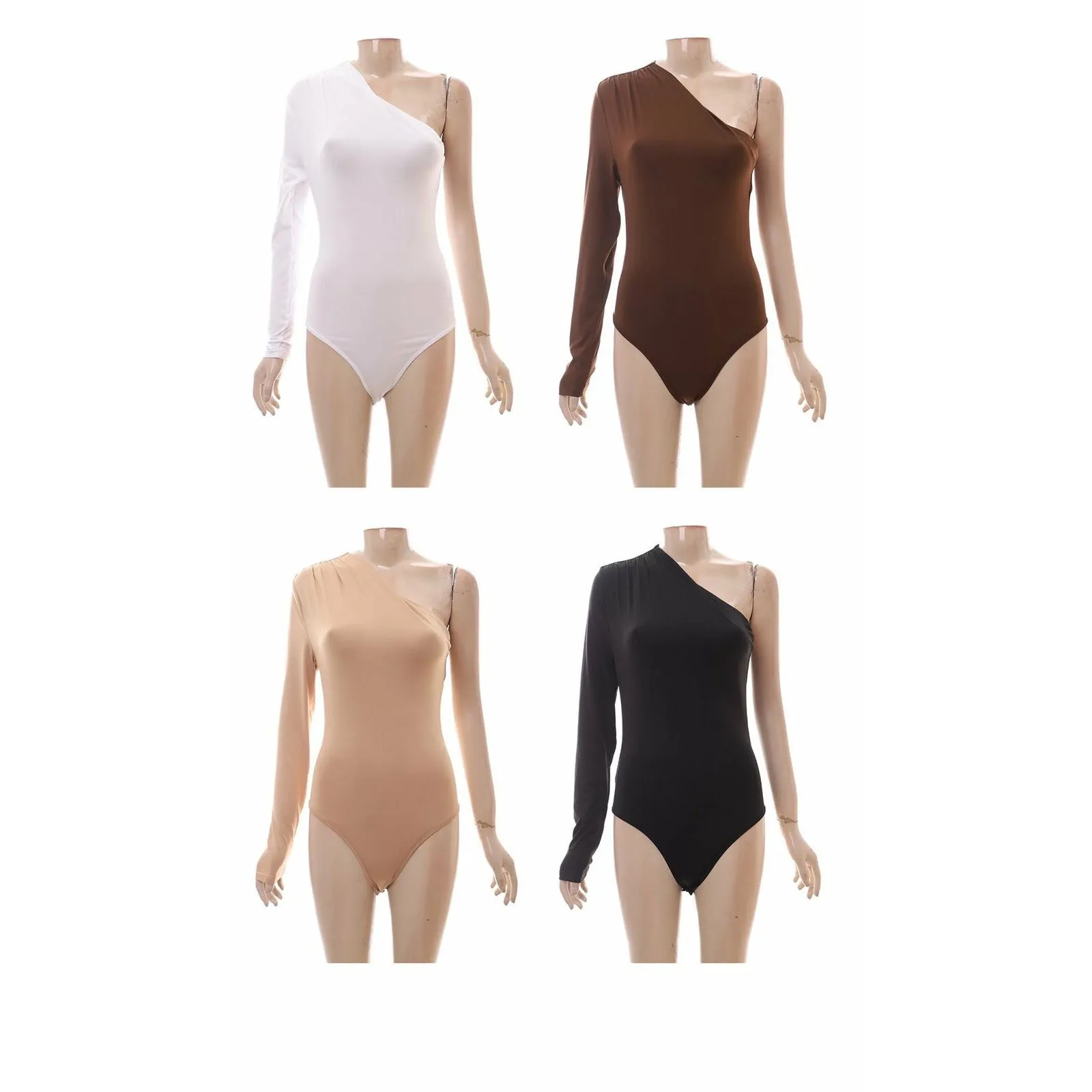 One Shoulder Long Sleeve Basic Bodysuit