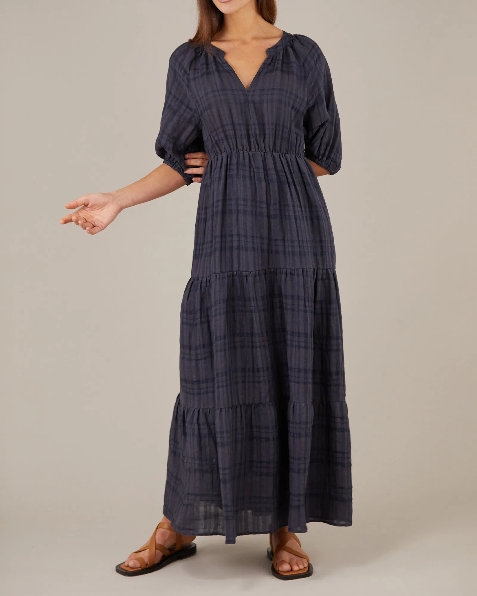 Pila Linen Maxi Dress - Navy