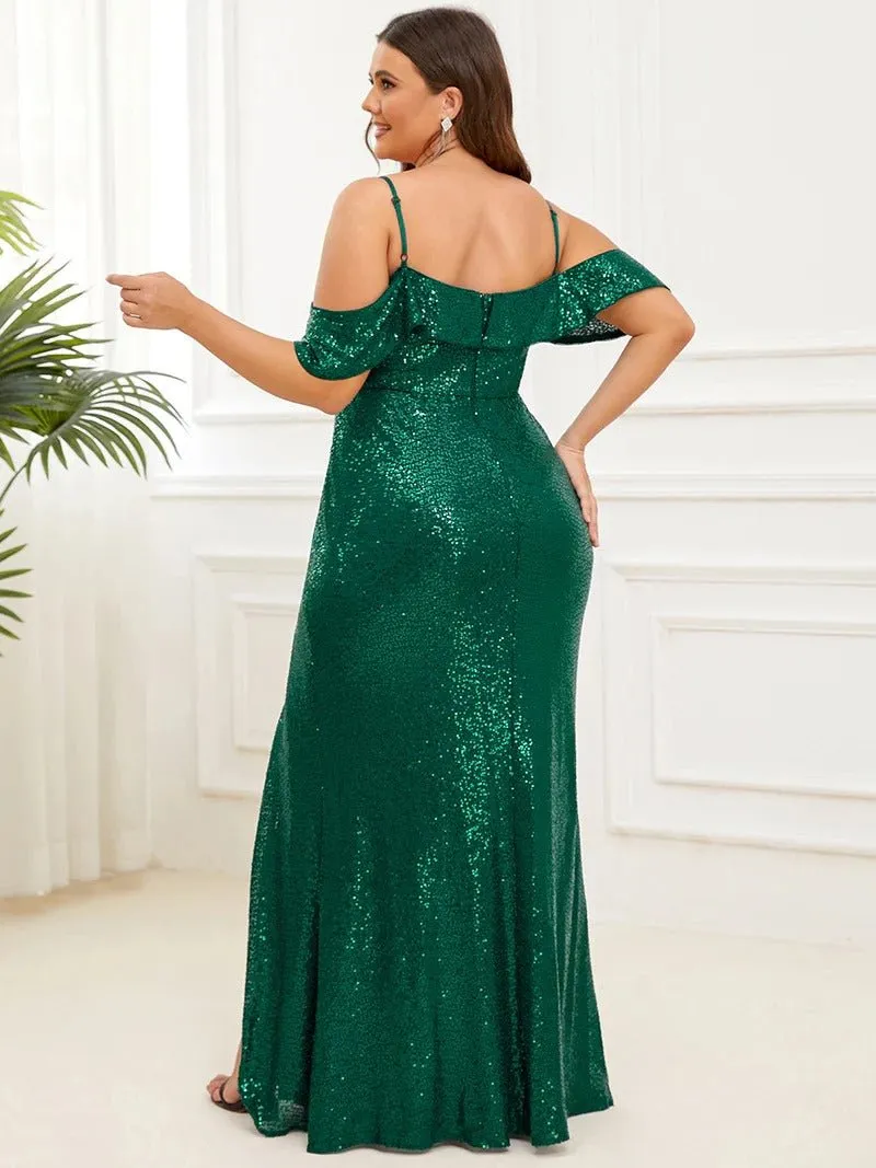 Plus Size Fishtail Sweetheart Neck Split Evening Dresses