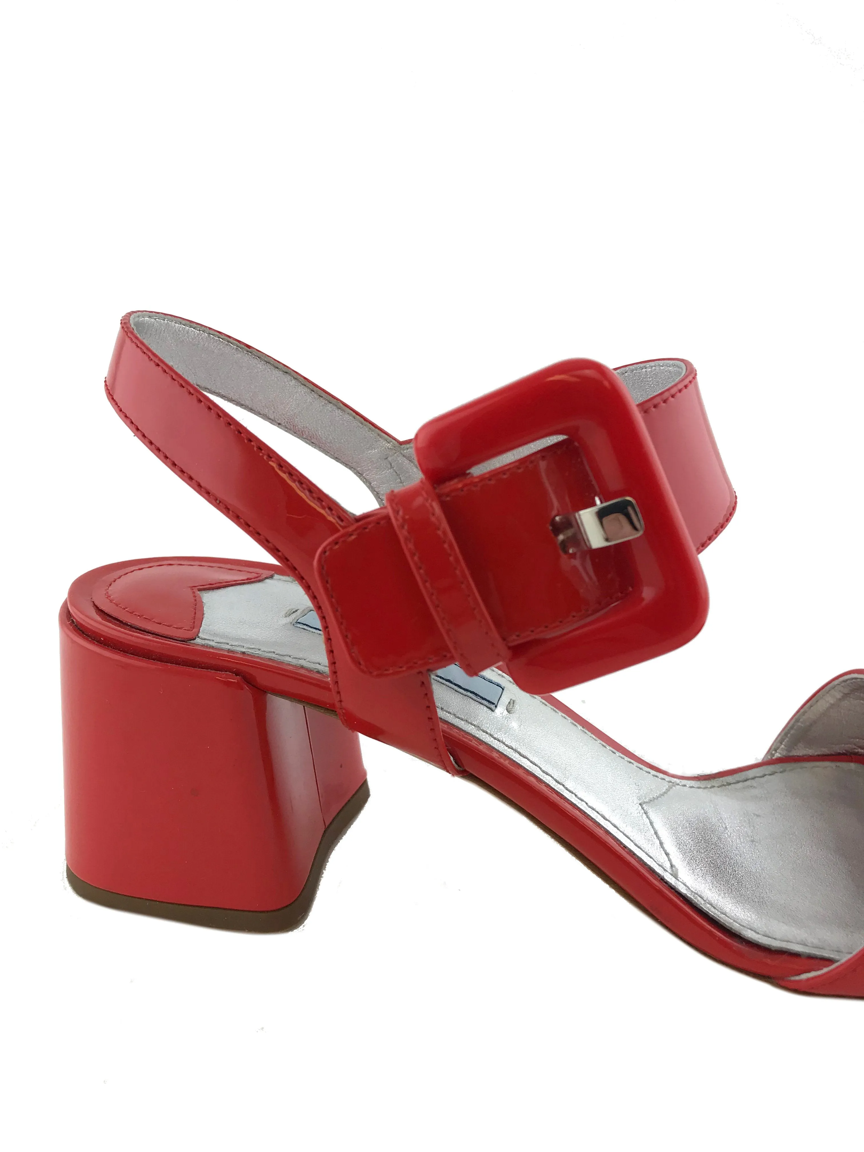 Prada Buckle Patent City Sandal Size 8.5