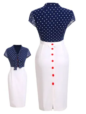 [Pre-Sale] Blue & White 1960s Polka Dot Cap Sleeve Dress