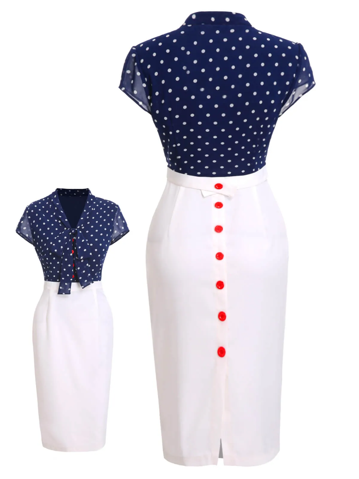 [Pre-Sale] Blue & White 1960s Polka Dot Cap Sleeve Dress