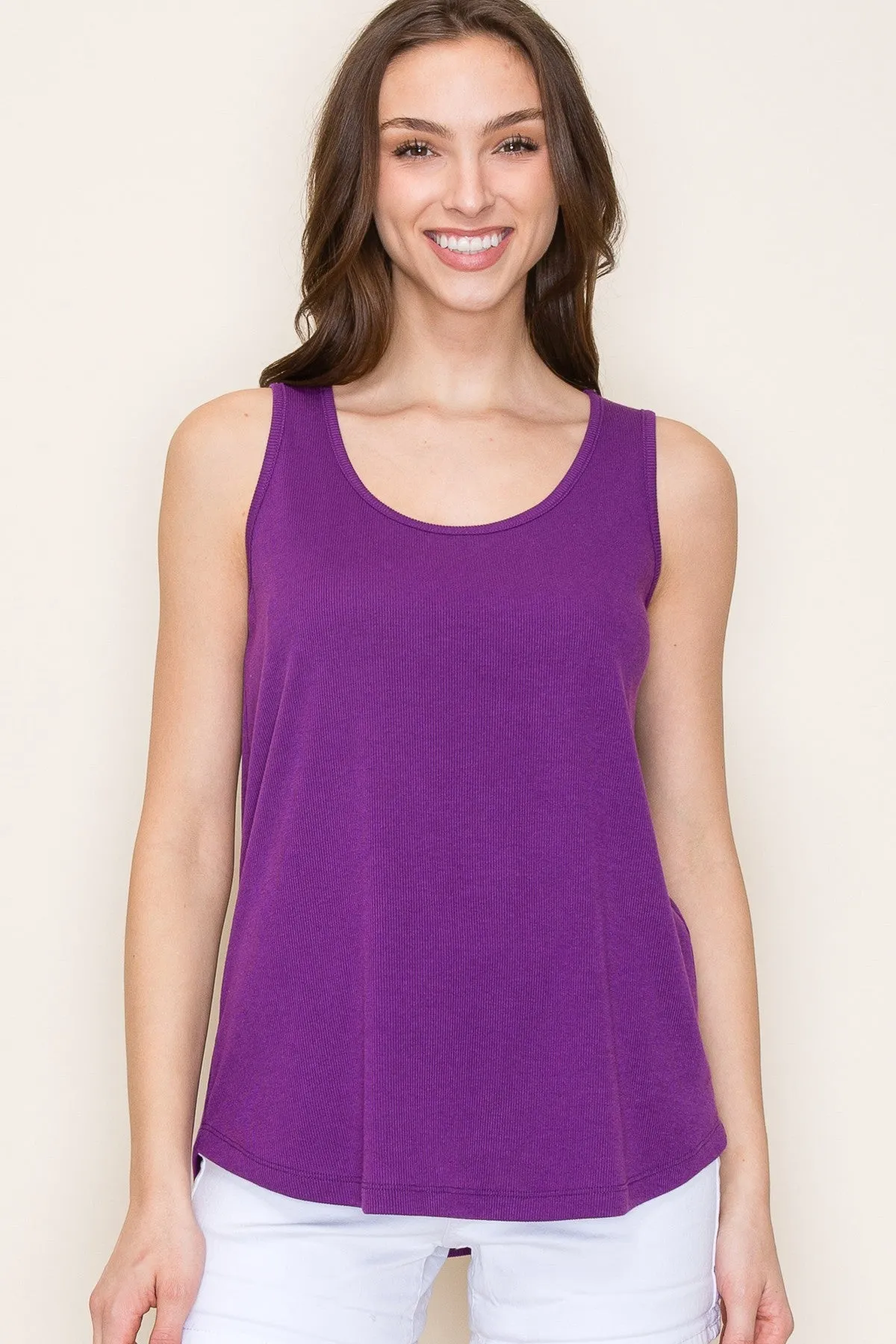 Purple Ribbed Sleeveless Top