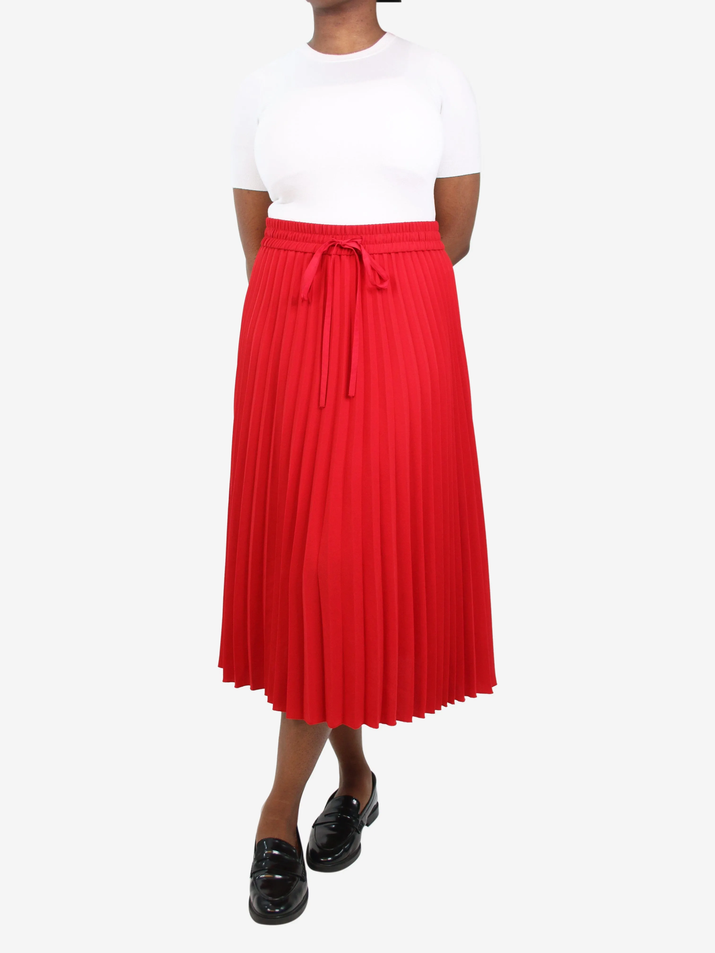 Red pleated elasticated waist skirt - size IT 44