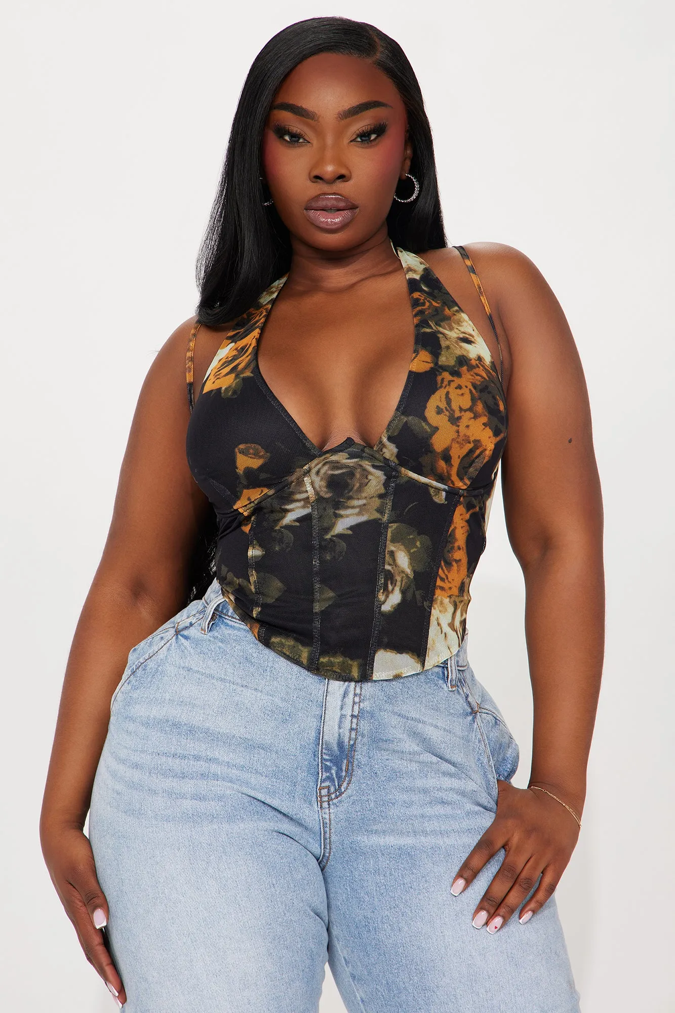 Renaissance Halter Top - Black/combo