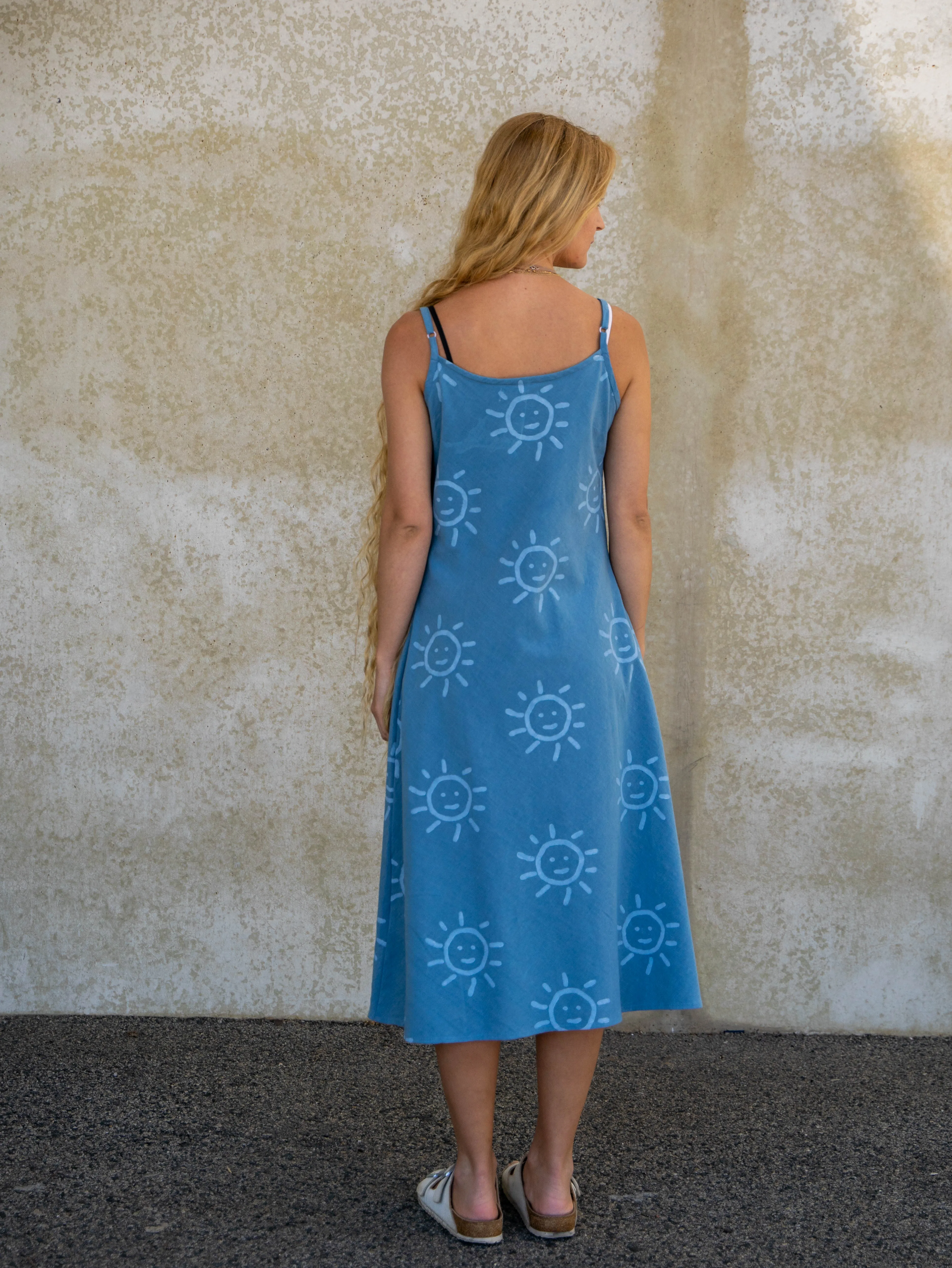 Slip Dress | Sun Print on Indigo