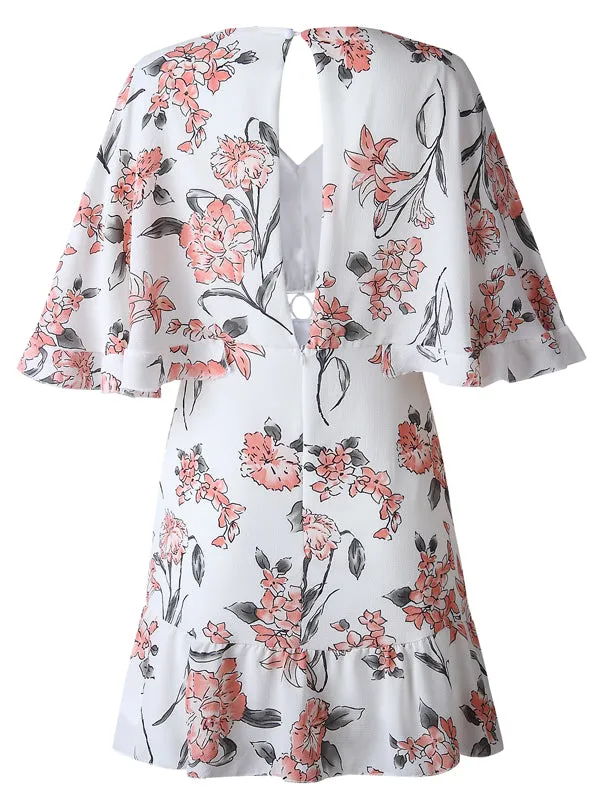 Summer Flower Falbala Dress