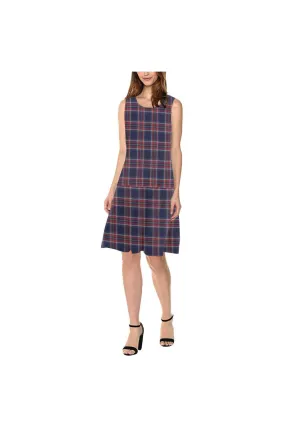 Tartan Sleeveless Splicing Shift Dress(Model D17)