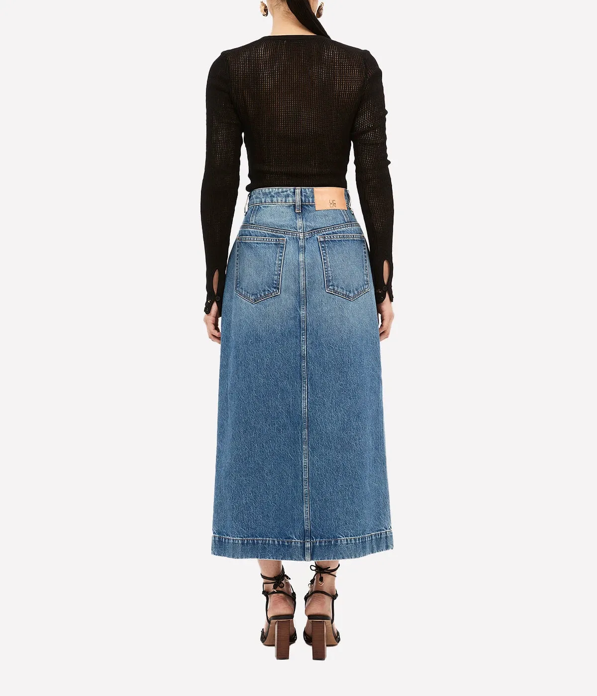 The Bea Skirt in Medium Indigo Wash