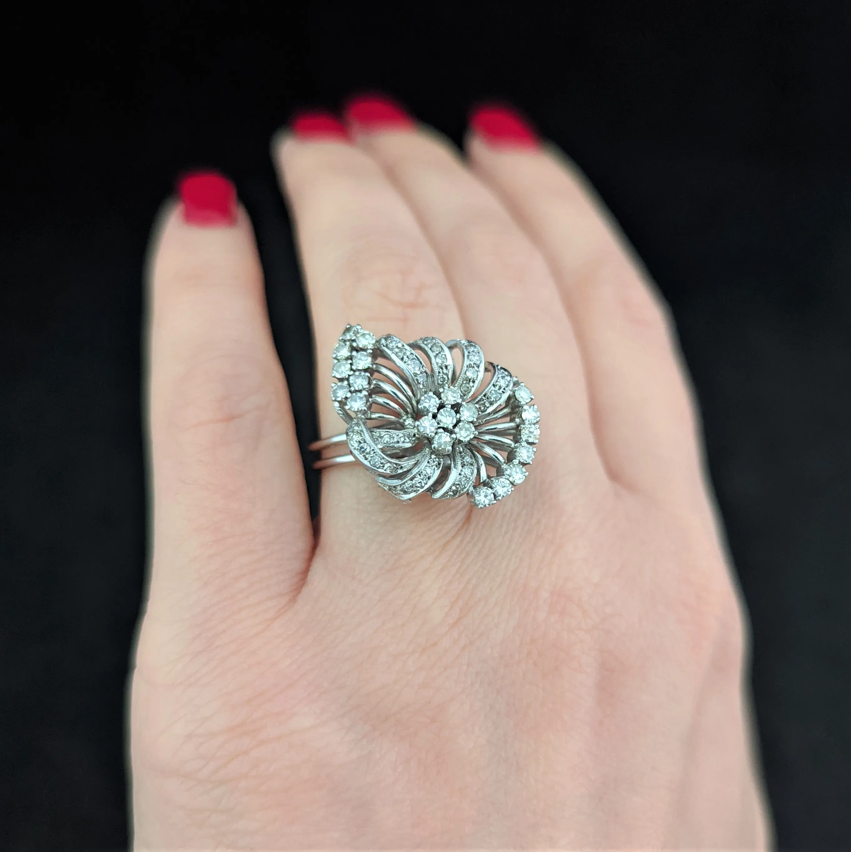 The Caen - Vintage Diamond Platinum Cocktail Ring