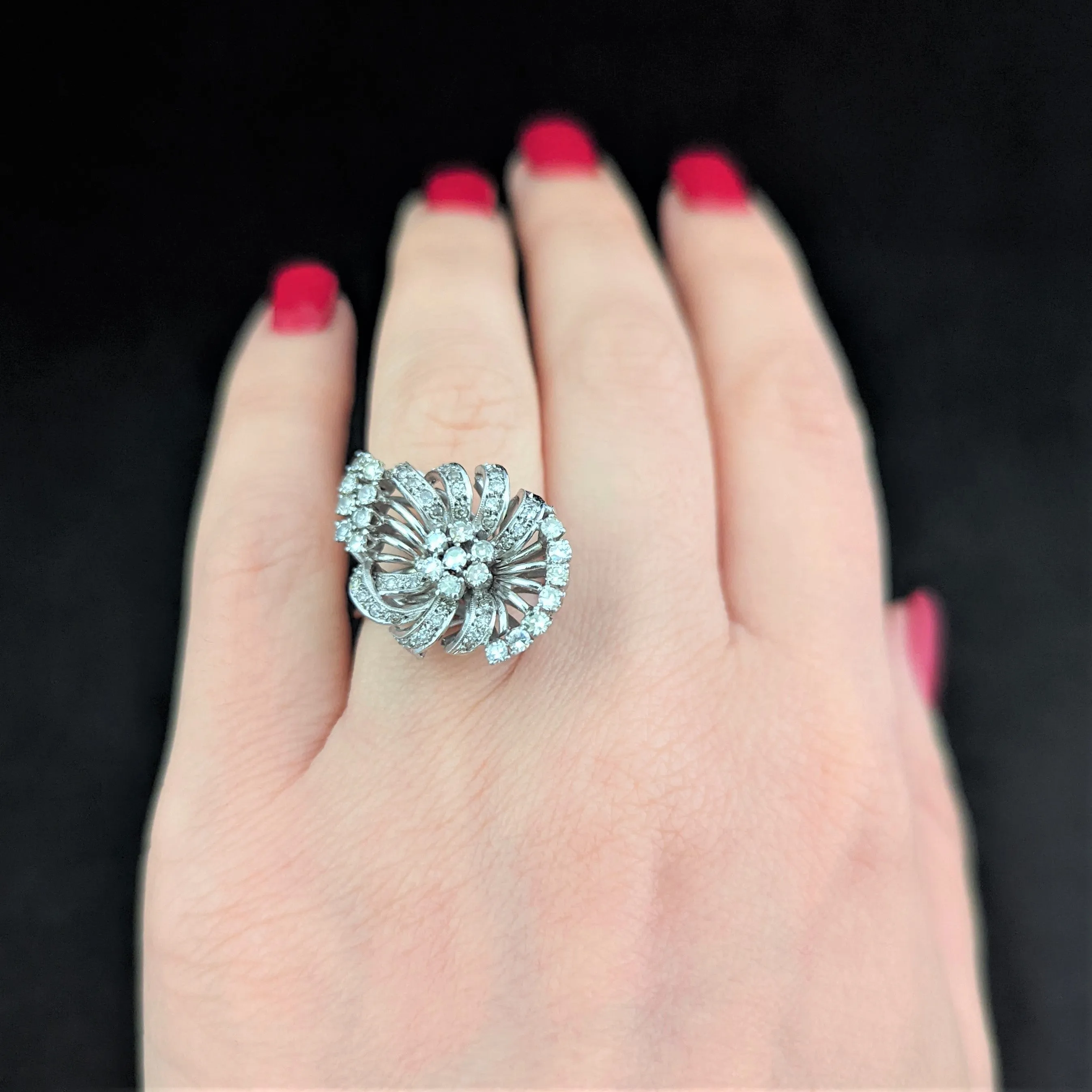 The Caen - Vintage Diamond Platinum Cocktail Ring