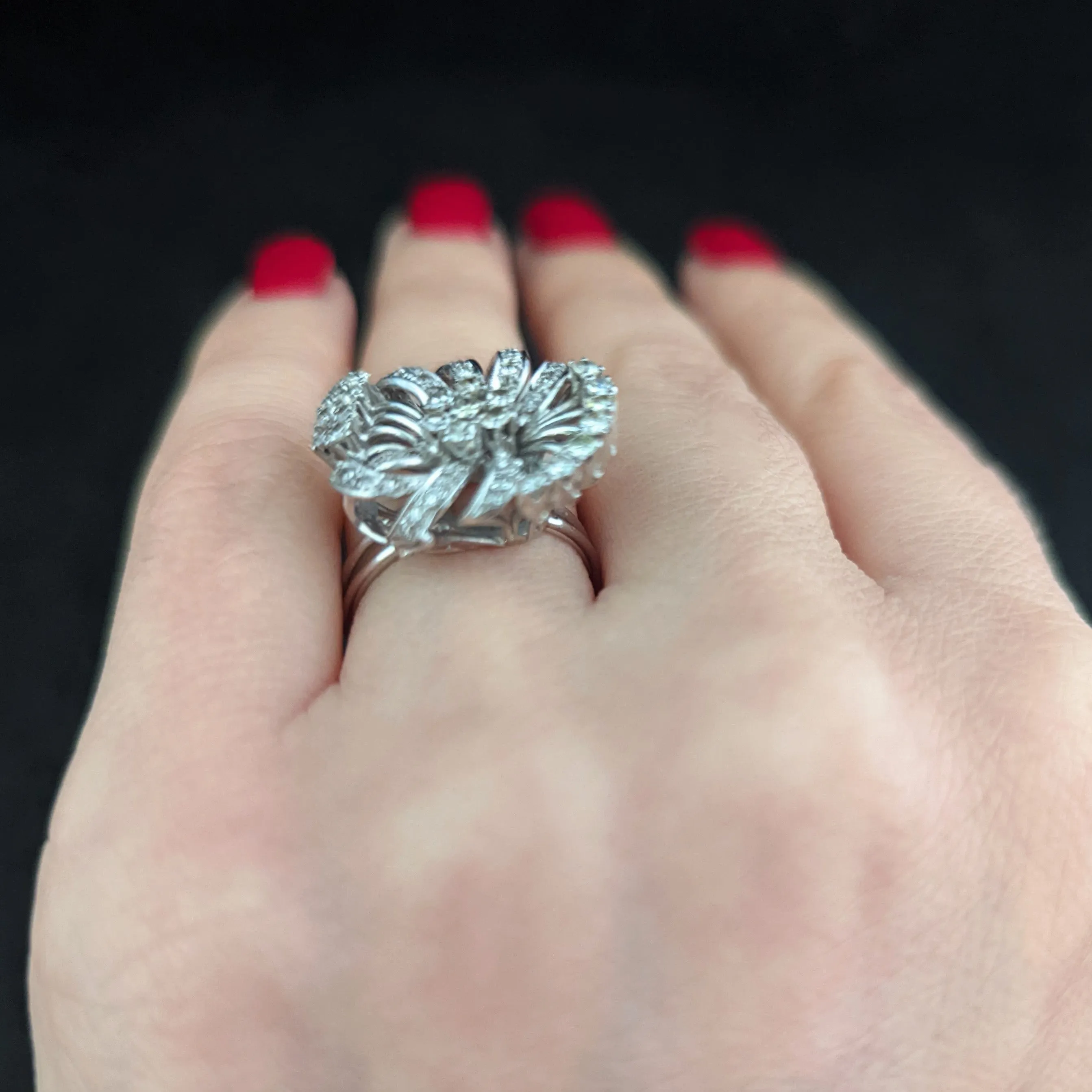 The Caen - Vintage Diamond Platinum Cocktail Ring