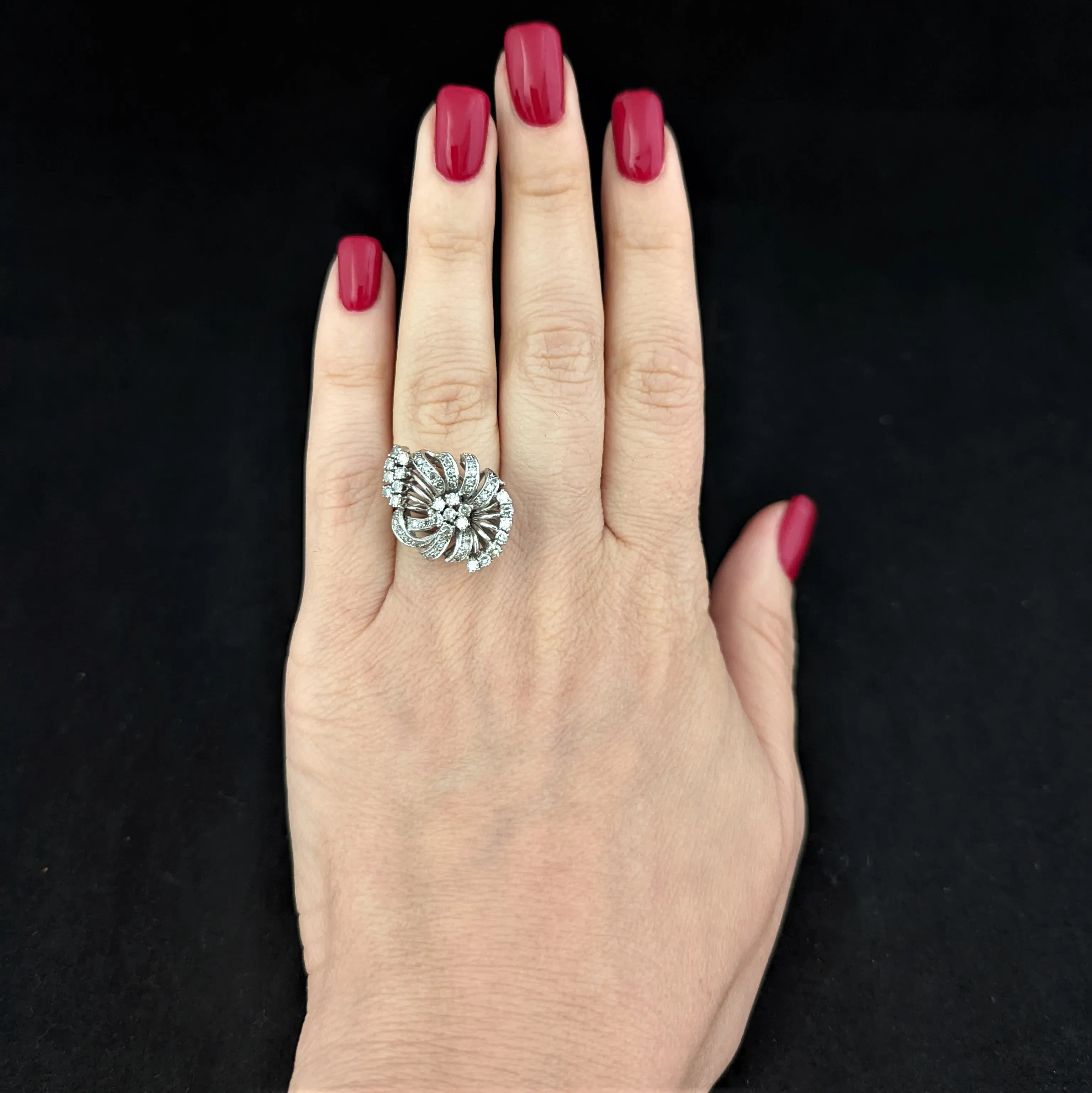 The Caen - Vintage Diamond Platinum Cocktail Ring