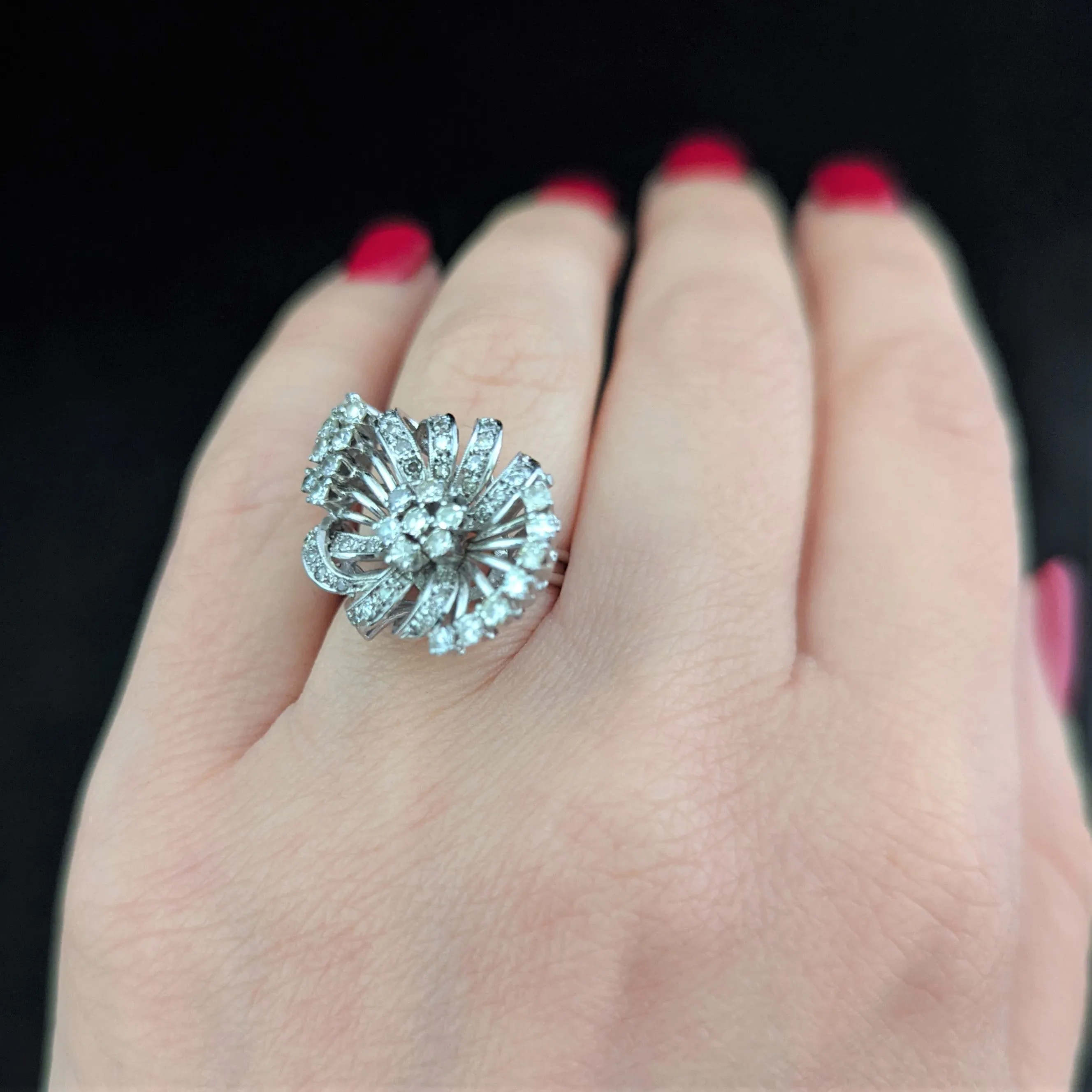 The Caen - Vintage Diamond Platinum Cocktail Ring