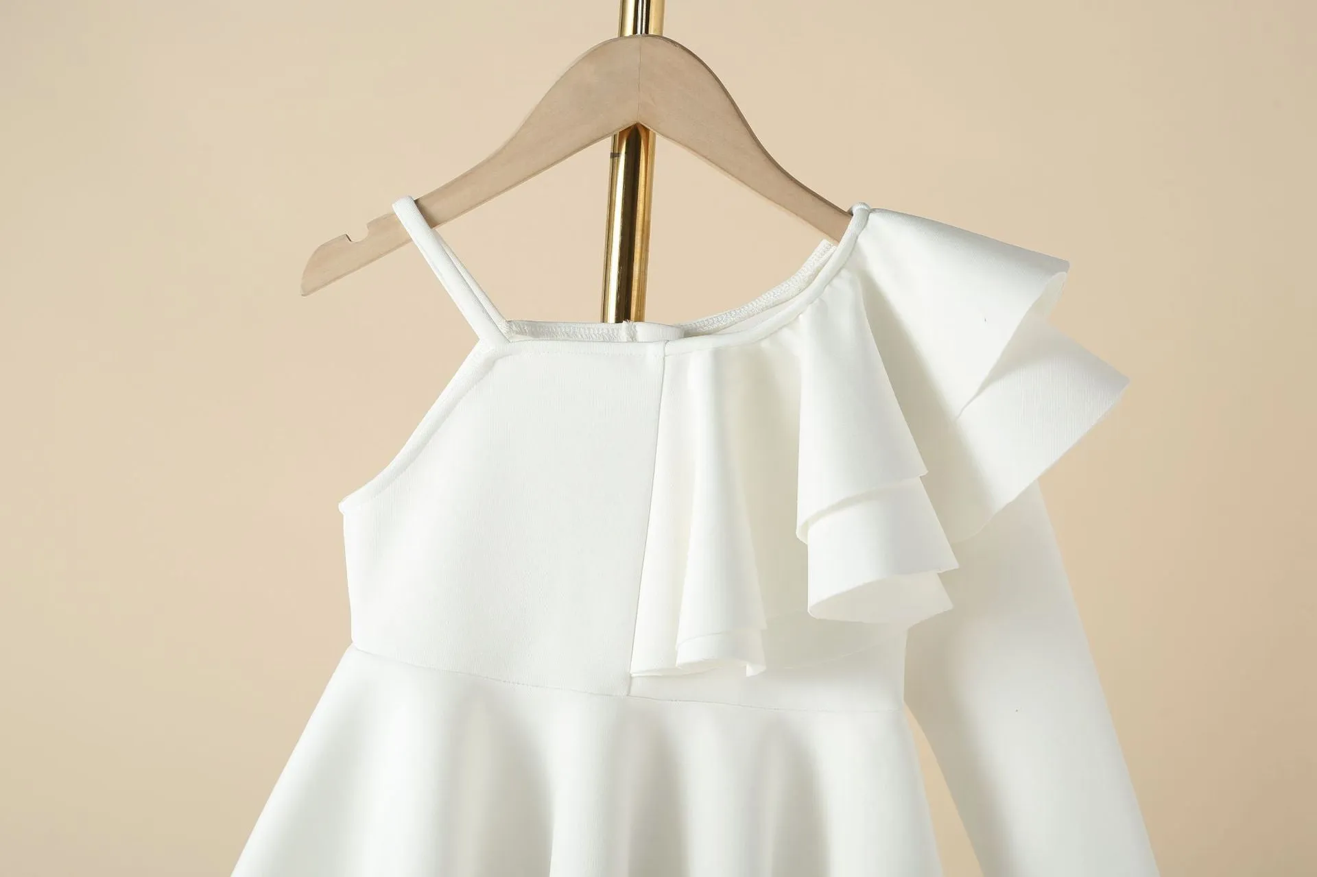 Toddler Kids Girls Summer White One-shoulder Dress