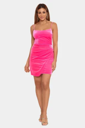 Velvet Cami Side Ruched Short Dress