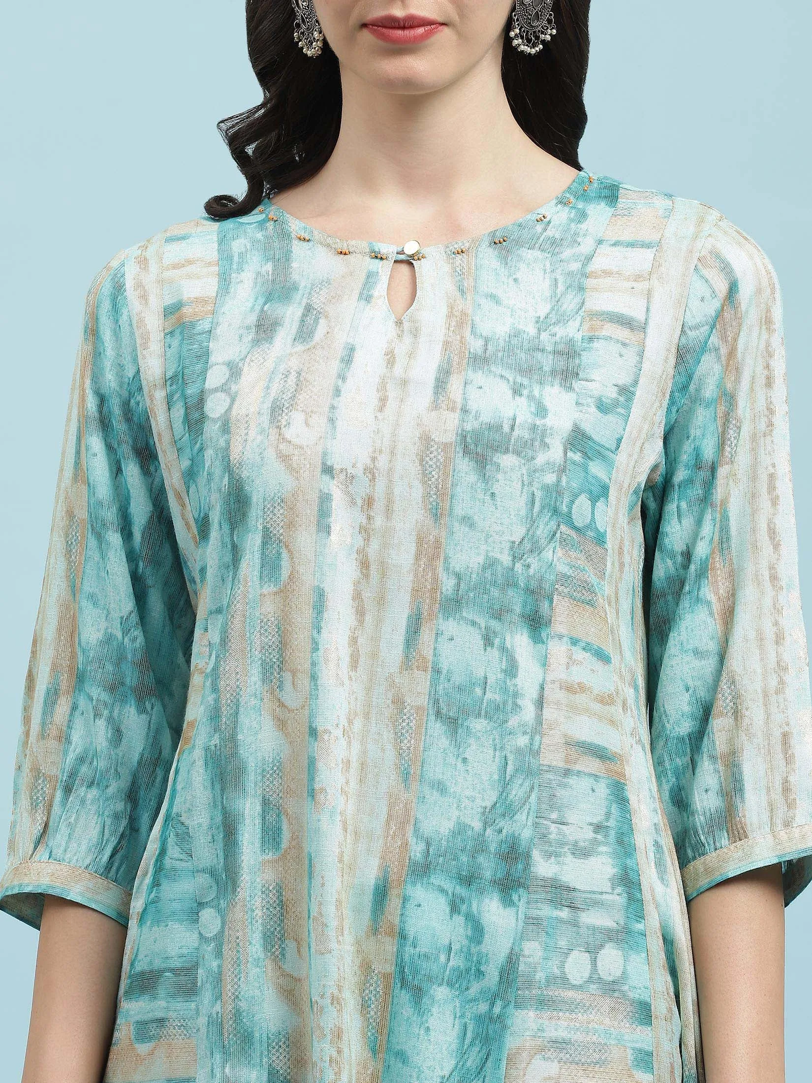 Women Blue Abstract Printed Kurta