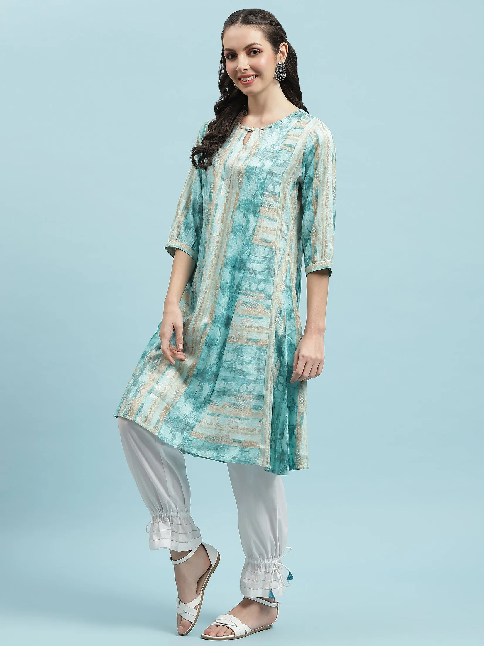 Women Blue Abstract Printed Kurta