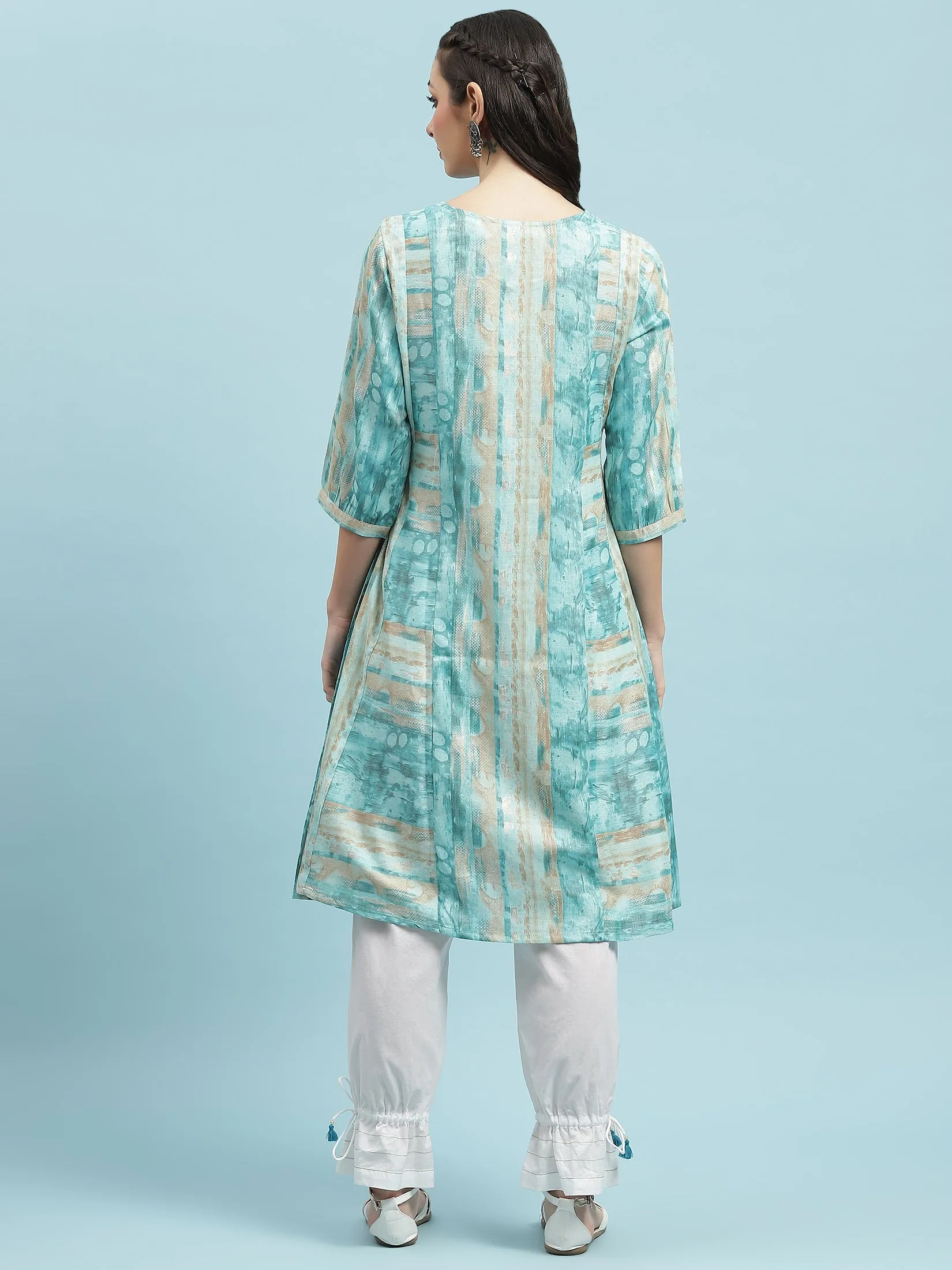 Women Blue Abstract Printed Kurta